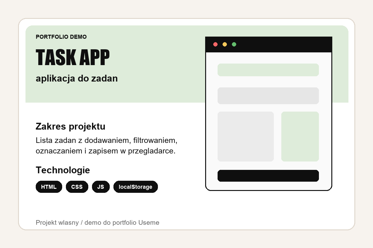 Miniatura projektu aplikacji zadań